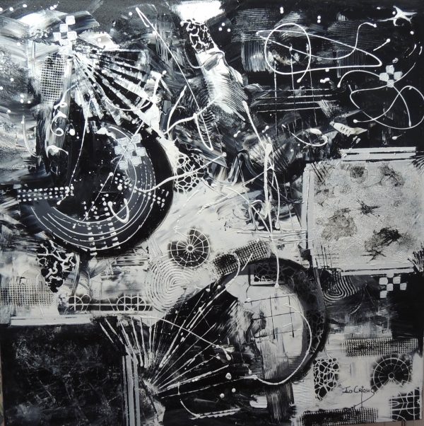4540 Conversation-Black and white acrylics on canvas-Abstract Art-For Sale-Free Delivery only in S